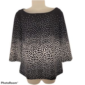 Ann Taylor Black/ White  Dotted Career Top Sz 6